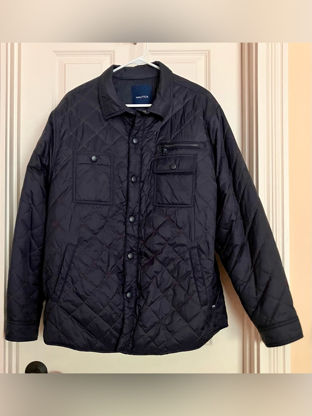 Nautica Men's Sustainably Crafted Tempasphere Quilted Jacket Size L Navy Blue